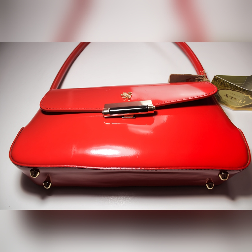 🌹New Pratesi Firenze Red Barchetta Leather Shoulder Handbag R290 Made In Italy